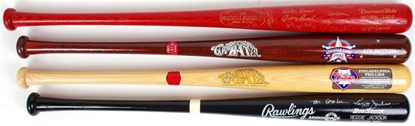 Ernie Davis - Baseball Bat Collection with 1972 Reds NL Champs Signed Bat and a Jackson signed Bat(4)