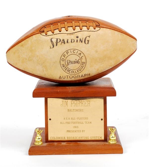 Football - 1965 Jim Parker All-Pro Trophy with Ball (Parker LOA)