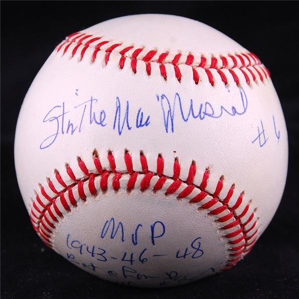 Baseball Autographs - Stan Musial Single Signed Stat Ball
