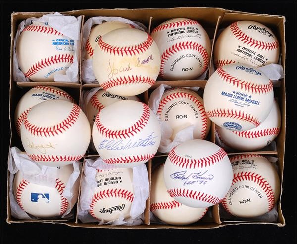 Baseball Autographs - Hall of Famer Single Signed and Unused Baseball Collection (19)