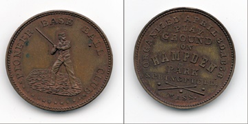 19th Century Baseball - 1858 Pioneer Baseball Club Medal