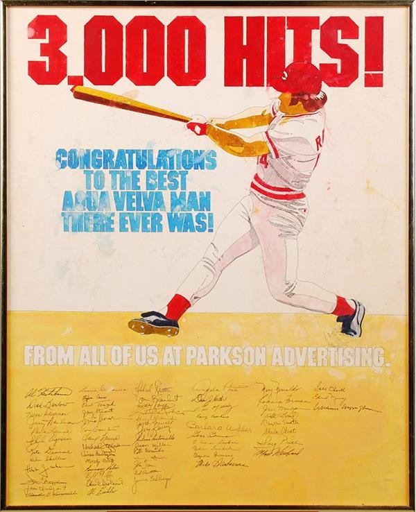 Ernie Davis - Pete Rose 3000th Hit Aqua Velva Original Artwork