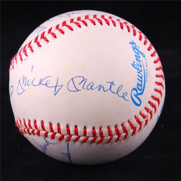 Baseball Autographs - New York Yankees Greats Signed Baseball with Mickey Mantle