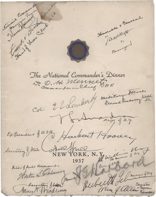 - President Herbert Hoover and Other Politicians Signed Program (1937)