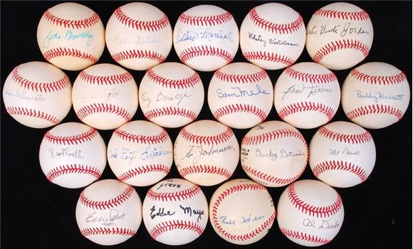 Old-Timer Single Signed Baseball Collection with several tough deceased players (20)