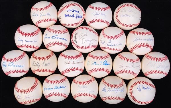 Baseball Autographs - Single Signed Baseball Collection with Several Scarce Deceased Players (20)