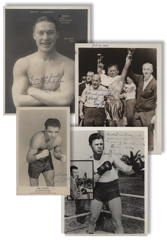 Muhammad Ali & Boxing - Jake LaMotta, Tommy Loughran, Tony Zale and Mickey Walker Vintage Signed Photos (4)