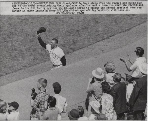 Baseball Photographs - Willie Mays Moves into #2 on the All-Time Home Run List (1966)