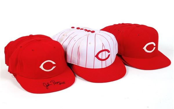 Baseball Equipment - 1990's Cincinnati Reds Game Used Baseball Caps (24)