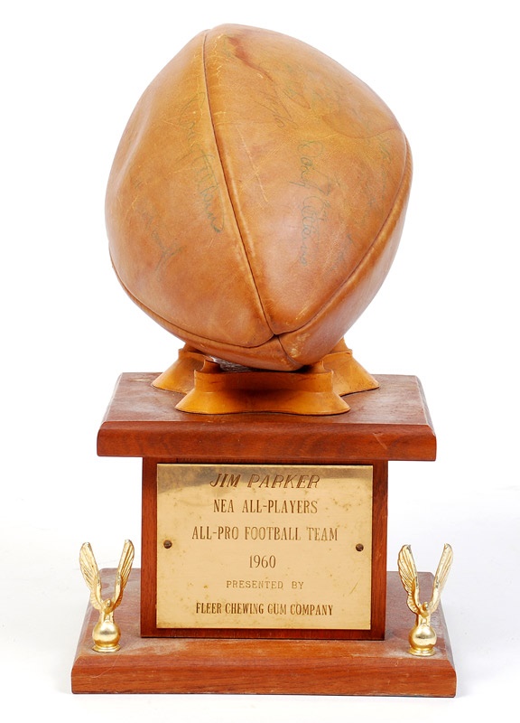 Football - Jim Parker's Baltimore Colts 1960 All-Pro Trophy with Jim Parker LOA