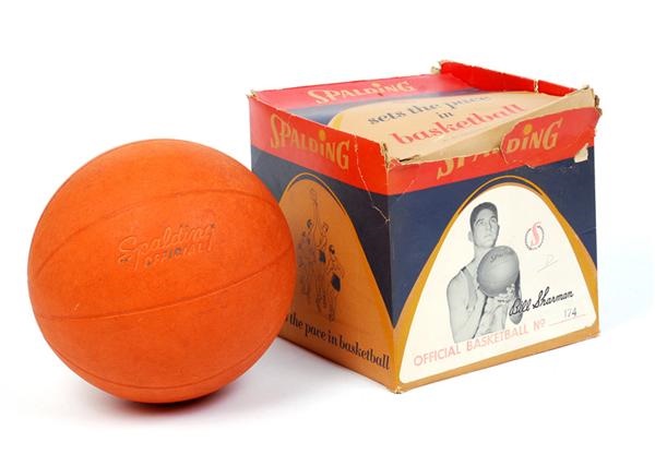 Bill Sharman Spalding Basketball with Picture Box