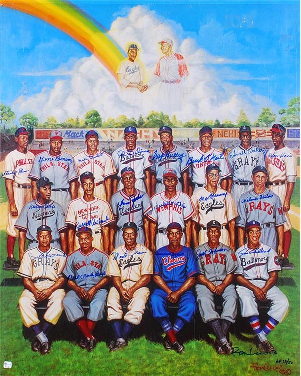 Baseball Autographs - Negro League Greats Signed Ron Lewis Print (Artist Proof)
