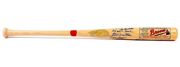 Boston Braves Greats Signed Cooperstown Bat Co Decal Bat with (15) Signatures