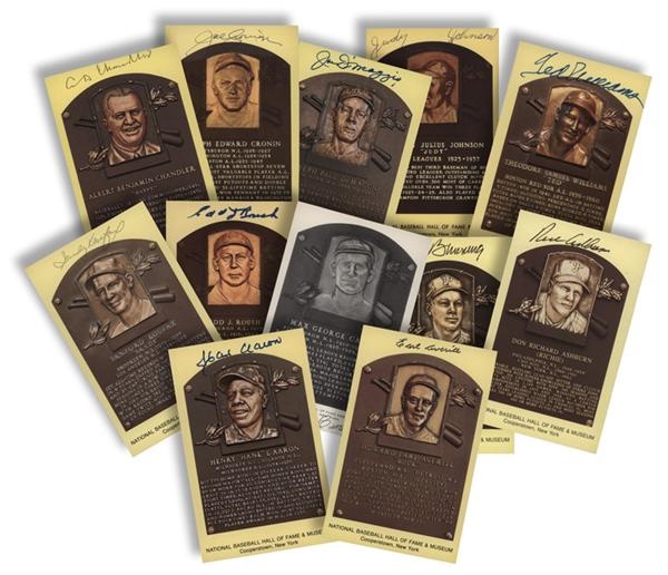 Baseball Autographs - Baseball Hall of Fame Signed Plaques with Scarce Signatures (173)