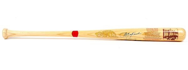 Boston Red Sox Greats Decal Bat Signed by Williams, Yaz, Doerr and Fisk