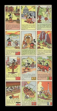 1937 Mickey Mouse Globetrotter Cards Uncut Sheet