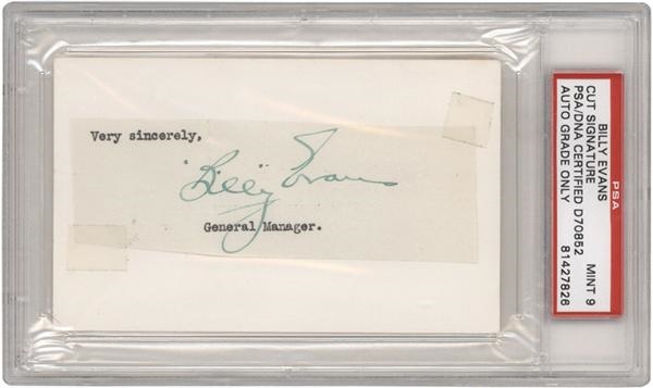 Baseball Autographs - Billy Evans Signature on 3 x 5 Index Card