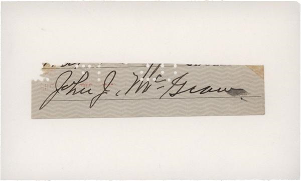 Baseball Autographs - John McGraw Signature from Check