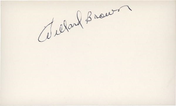 Baseball Autographs - Negro League Willard Brown Signed 3 x 5 Index Card