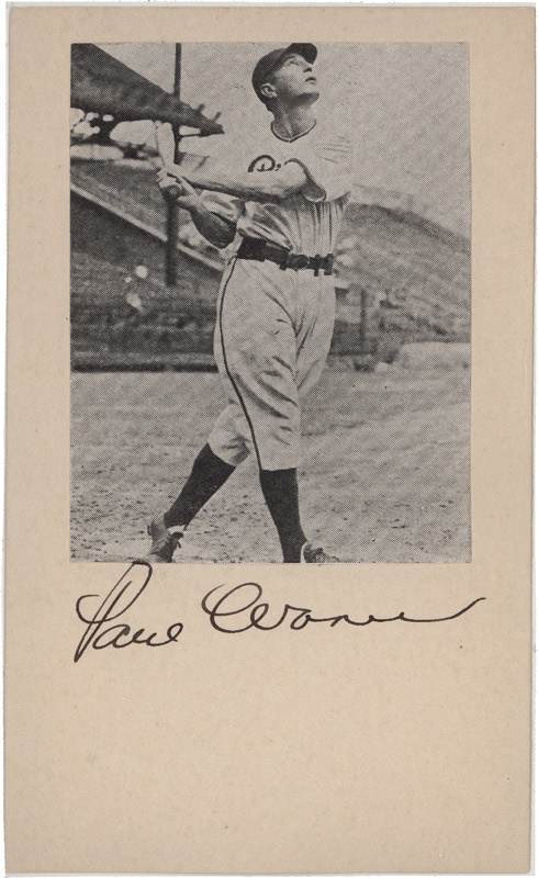 Baseball Autographs - Paul Waner Signed 3 x 5 Index Card