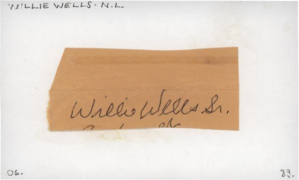 - Negro League Willie Wells Signature on 3 x 5 Index Card