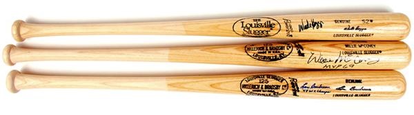 Willie McCovey, Wade Boggs and Lou Boudreau Signed Baseball Bats (3)