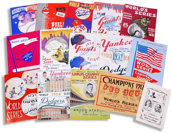 Collection of Opie World Series Programs With Many Autographed Including Mantle, Williams, DiMaggio (49)