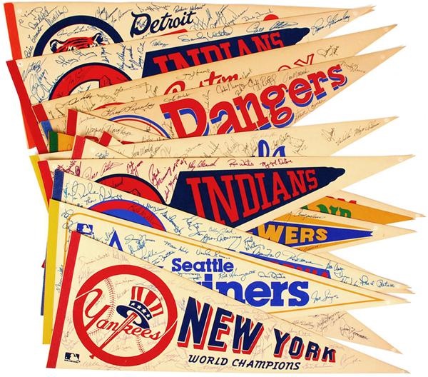 - 1980's Team Signed Pennants obtained by Clubhouse Batboy (14)