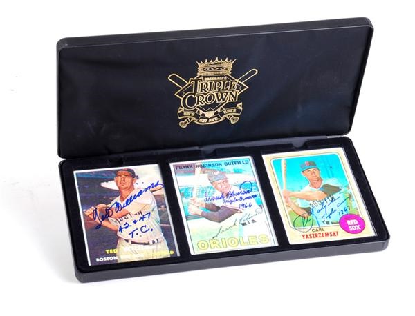Autographs Baseball - Triple Crown Winners Signed Porcelain Baseball Cards with Ted Williams