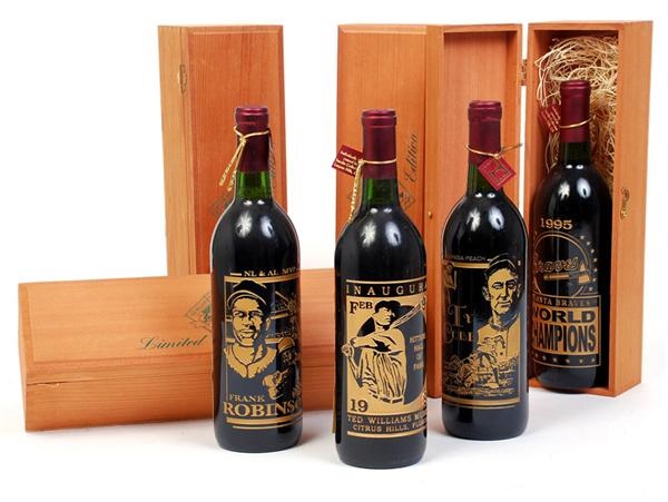 Ernie Davis - Ted Williams Museum Endorsed Full Wine Bottles in Custom Cases (4)