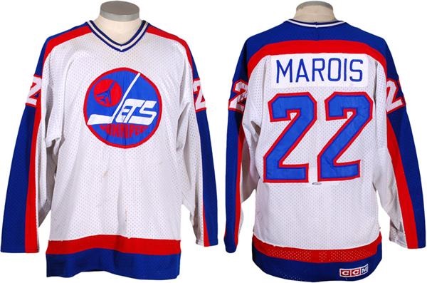 Game Used Hockey - 1985-86 Mario Marois Game Worn Winnipeg Jets Jersey