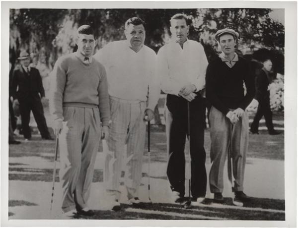 Babe Ruth, Mickey Cochrane, Dizzy Dean, Paul Waner Play Golf Photo (1932)