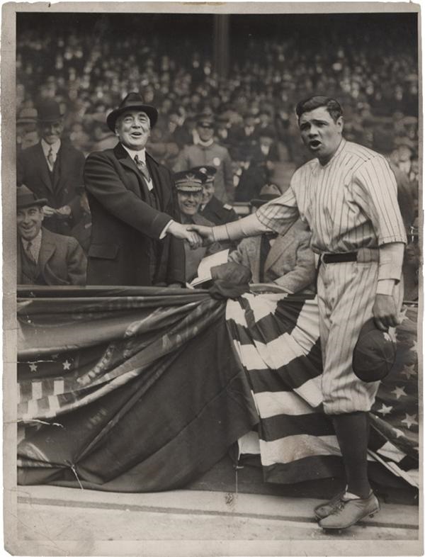 Baseball Photographs - Babe Ruth Shakes Hands with Warren G Harding by Paul Thompson (1923)