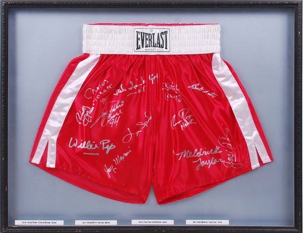 - Boxing Hall of Famer Signed Trunks with 12 Signatures