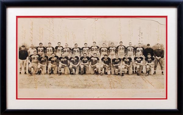 Football - 1944 Blue-Gray Signed Football Panoramic Photo with YA Tittle