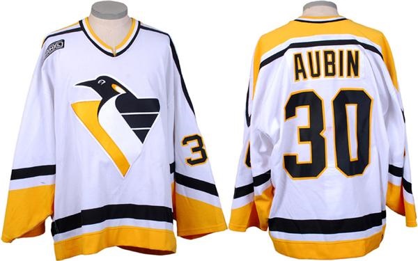 - 1999-2000 Jean-Sebastien Aubin Pittsburgh Penguins Game Worn Jersey