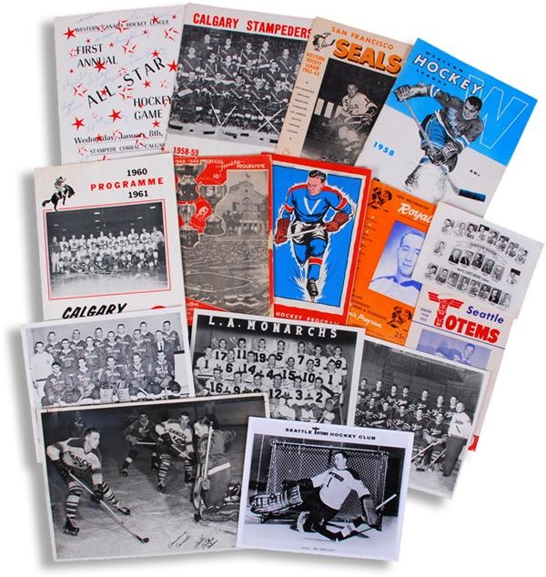 Memorabilia Hockey - Large Collection of 1940's-60's WHL and PCHL Hockey Programs and Photographs