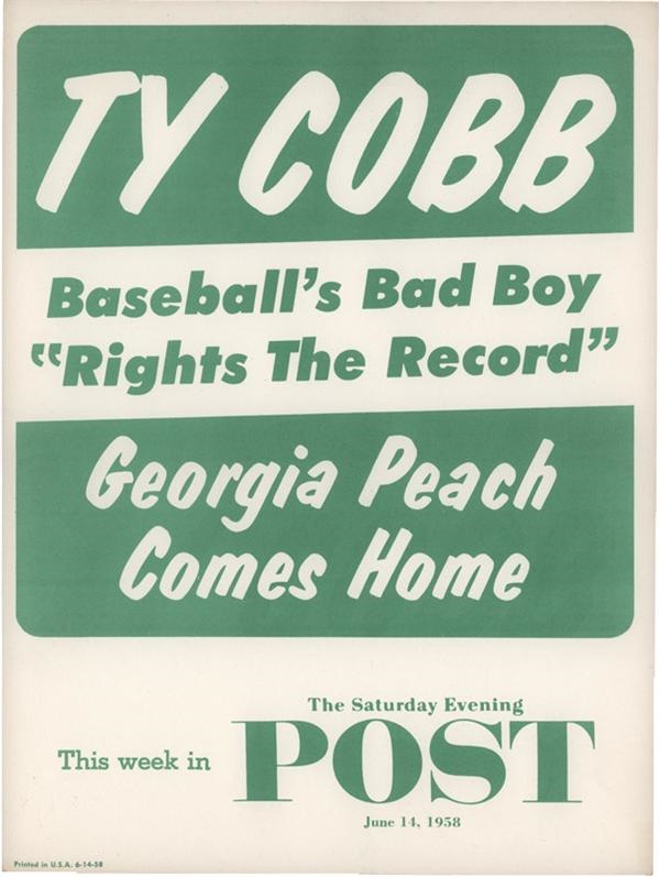 Baseball Memorabilia - Ty Cobb Advertising Sign