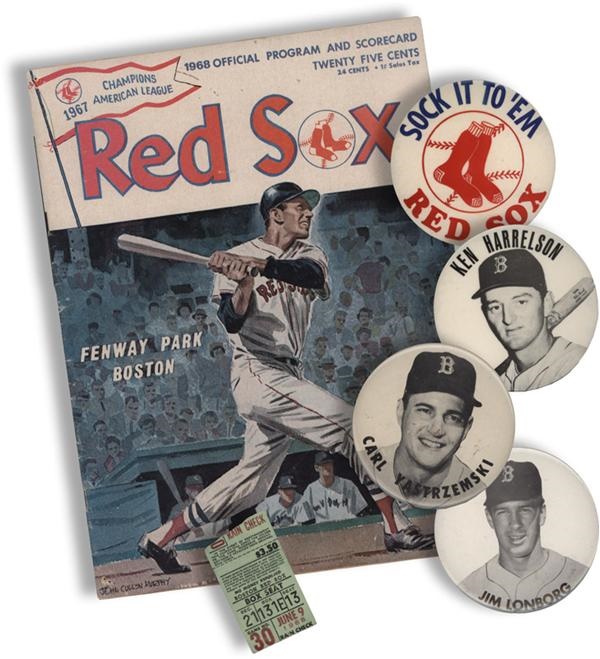 - 1967 Boston Red Sox Memorabilia Collection with Scarce Pins (6)