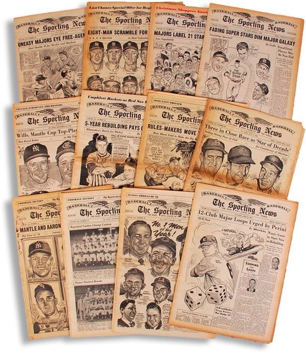 - Collection of The Sporting News with Mickey Mantle Covers (16)