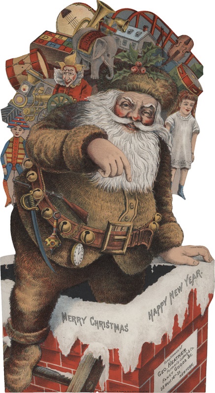 Large 1880s Brown Suit Santa Clause Trade Card