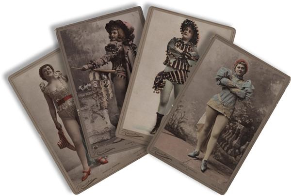 - 1880's Newsboy Actress Large Tobacco Cards (4)