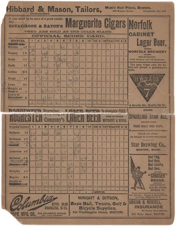 Ernie Davis - 1898 Boston National League Baseball Program with Duffy and Collins