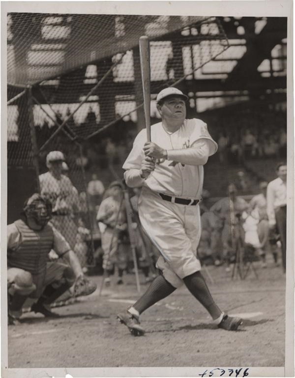 - Babe Ruth Returns To NY To Coach The Dodgers Original Wire Photo (1938)