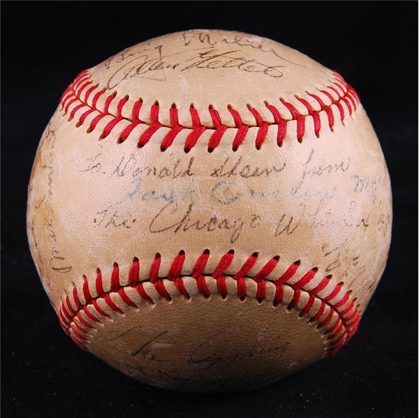 - 1949 Chicago White Sox Team Signed Baseball with 25 Signatures