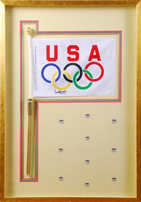 - Olympic Flag Signed by Gold Medalist and Nicely Framed