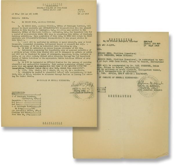 Baseball Memorabilia - 1945 Moe Berg Restricted Spy Orders (2)