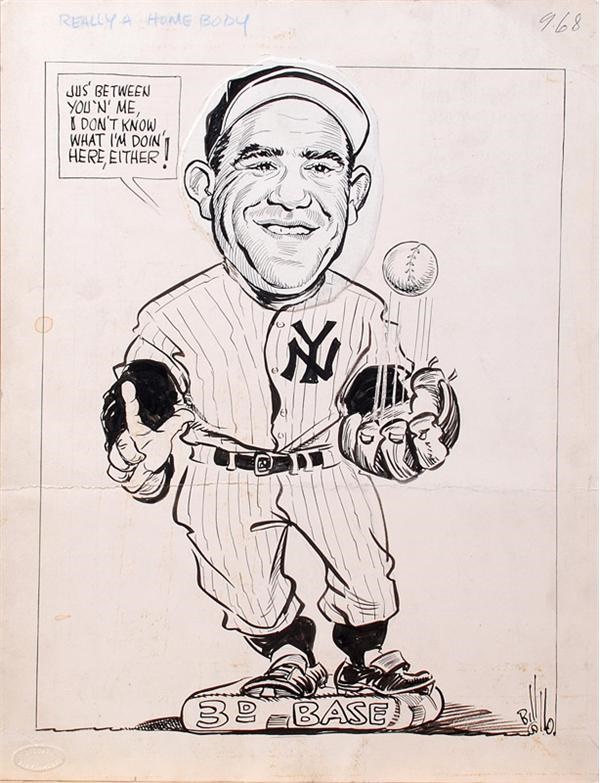 Ernie Davis - Vintage Original Yogi Berra Artwork by Bill Gallo