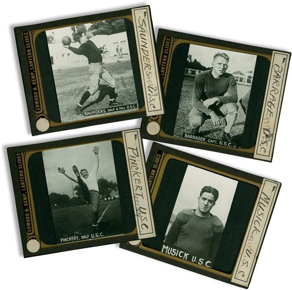 Circa 1930 USC Football Player Glass Lantern Slides (4)