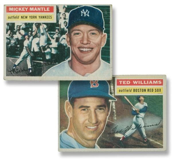 - 1956 Topps #135 Mickey Mantle and #5 Ted Williams (2)